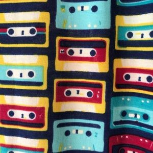 LuLaRoe Nicole Dress Cassette Tape Print sz M